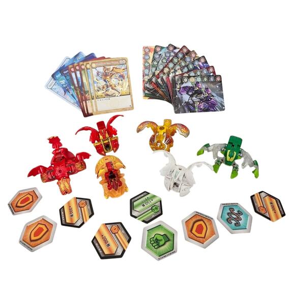 Lot 6 Bakugan Battle Brawlers Cards Metal Coins Dragon - Picture 1 of 6